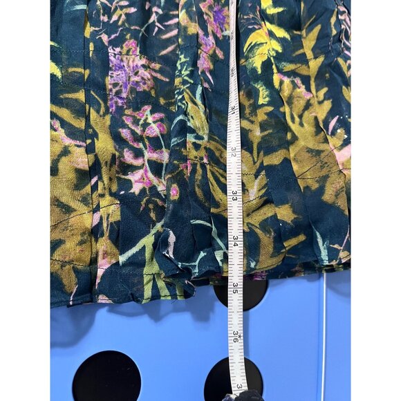 DVF DIANE VON FURSTENBERG Pialla Silk Teal Green Floral Pleated Mini Dress 10 - Picture 12 of 12